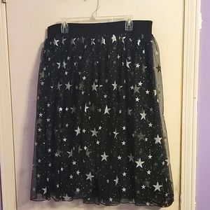 Black/Silver Star Midi Skirt